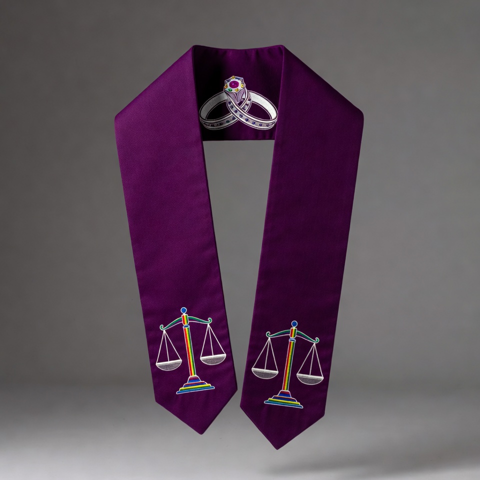 Purple Stole with Scales and Wedding Rings Purple Stole with Scales and Wedding Rings
