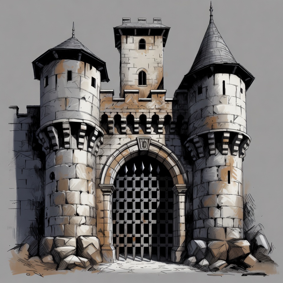 Medieval Stone Castle with Drawbridge Medieval Stone Castle with Drawbridge