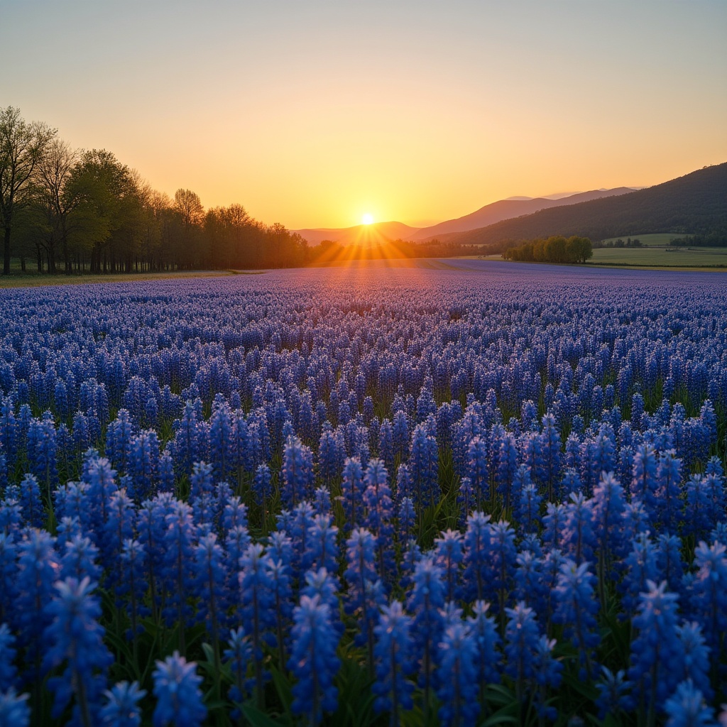 Lavender Field at Sunrise with Mountains Lavender Field at Sunrise with Mountains