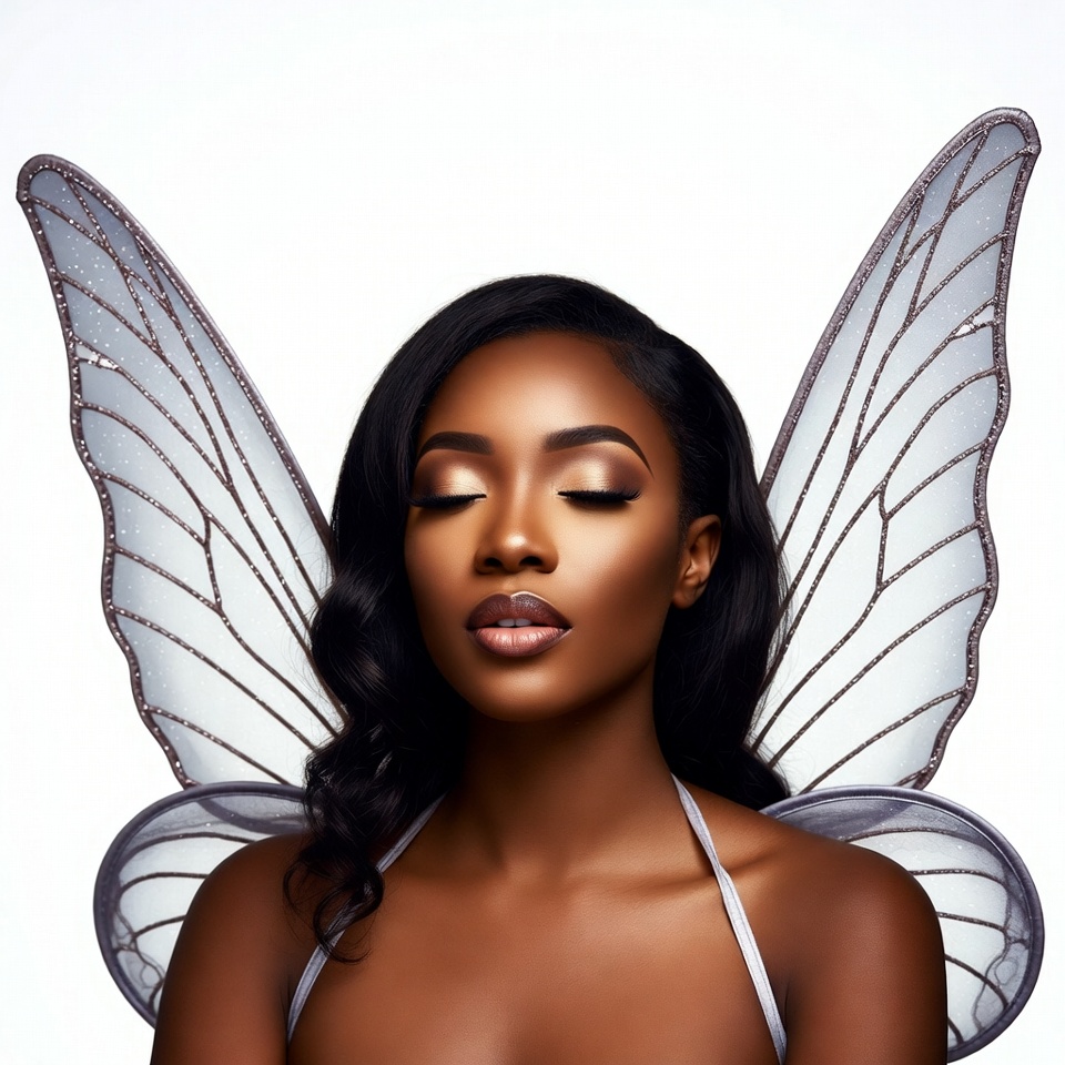 African-American woman with fairy wings African-American woman with fairy wings
