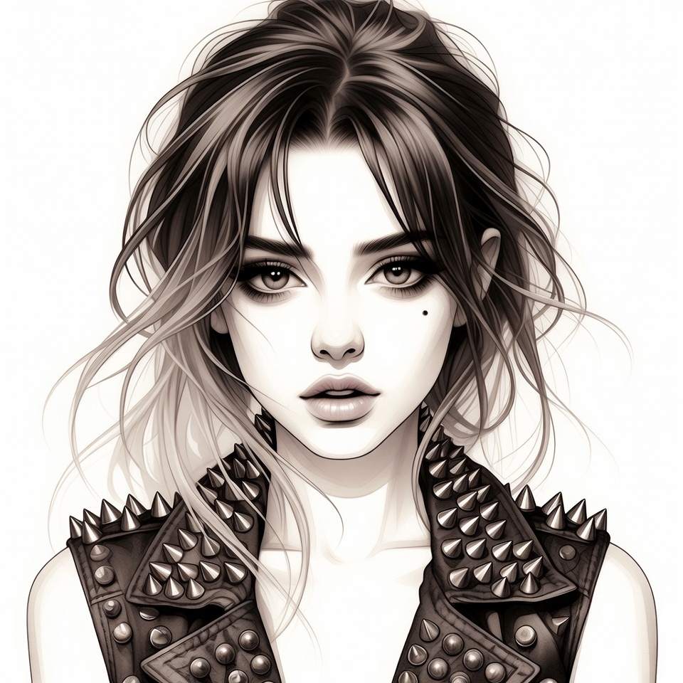 Woman in spiked leather jacket Woman in spiked leather jacket