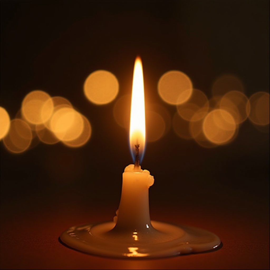 Burning Candle with Bokeh Lights Burning Candle with Bokeh Lights