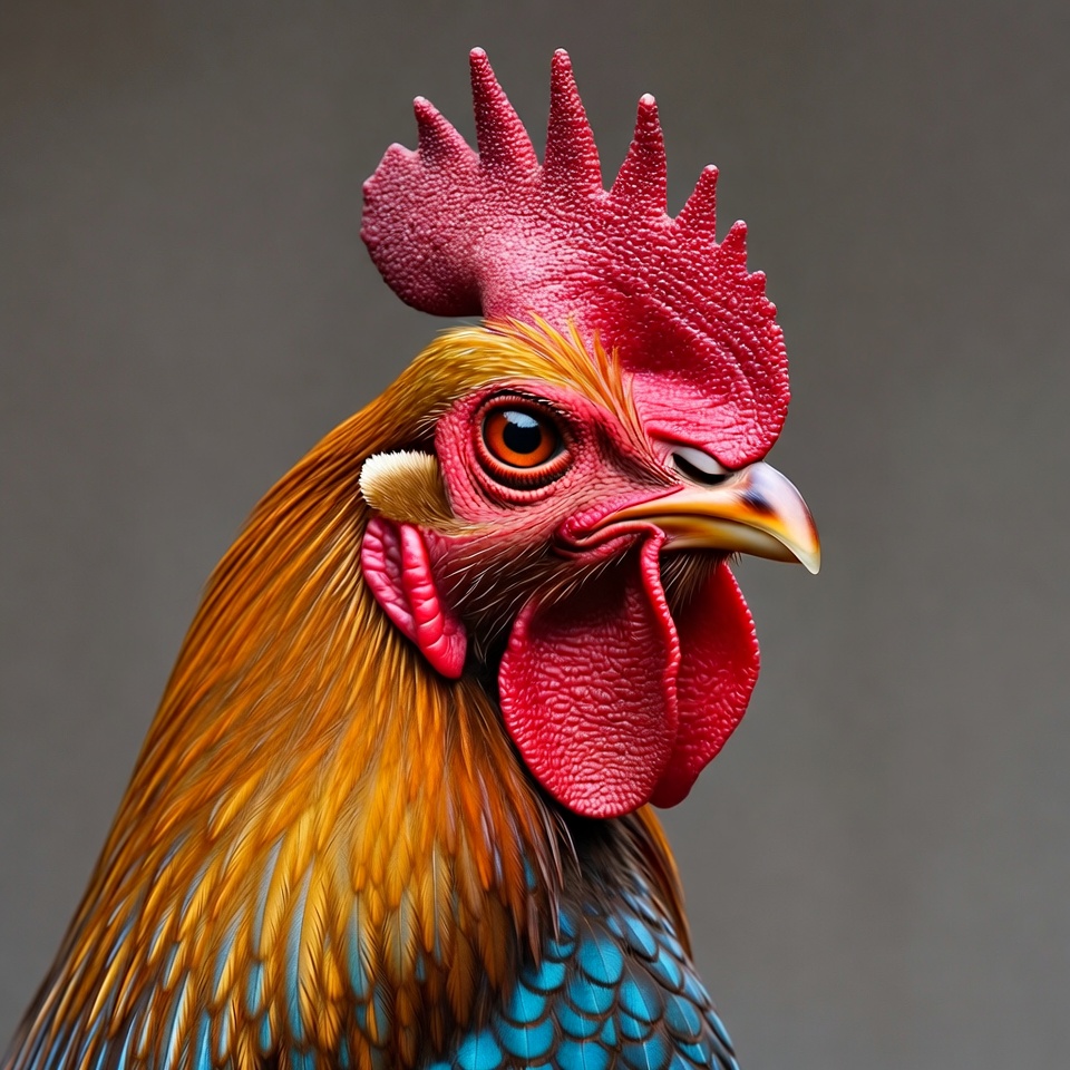 Colorful Rooster with Red Comb Colorful Rooster with Red Comb