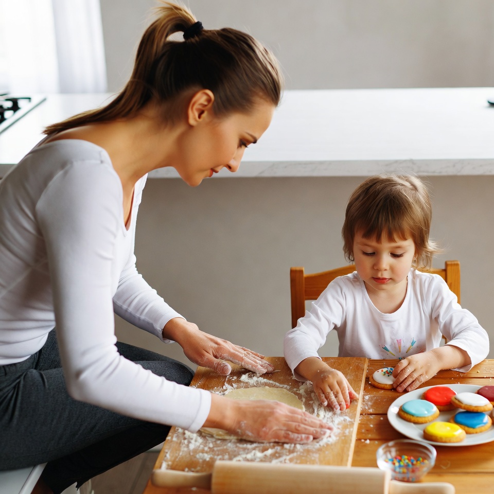 Mother and daughter baking cookies Mother and daughter baking cookies