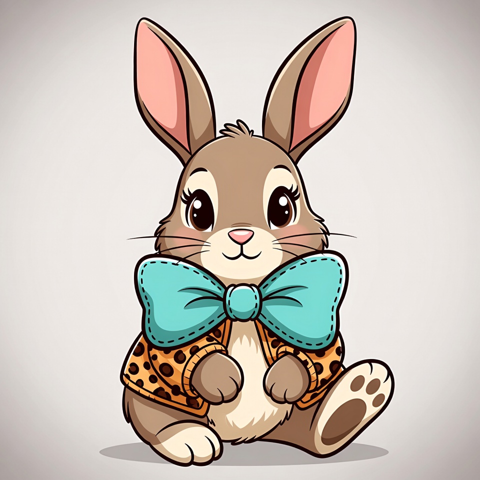 Cute Bunny Wearing Blue Bowtie Cute Bunny Wearing Blue Bowtie