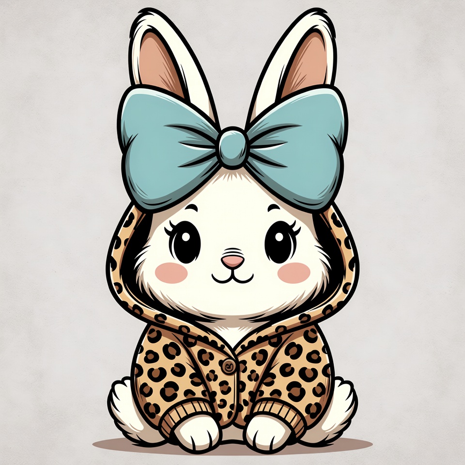 Cute Bunny in Leopard Hoodie Cute Bunny in Leopard Hoodie