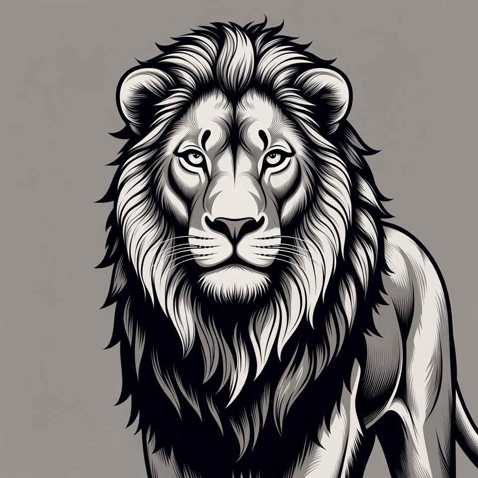 Majestic Lion Head Illustration Majestic Lion Head Illustration