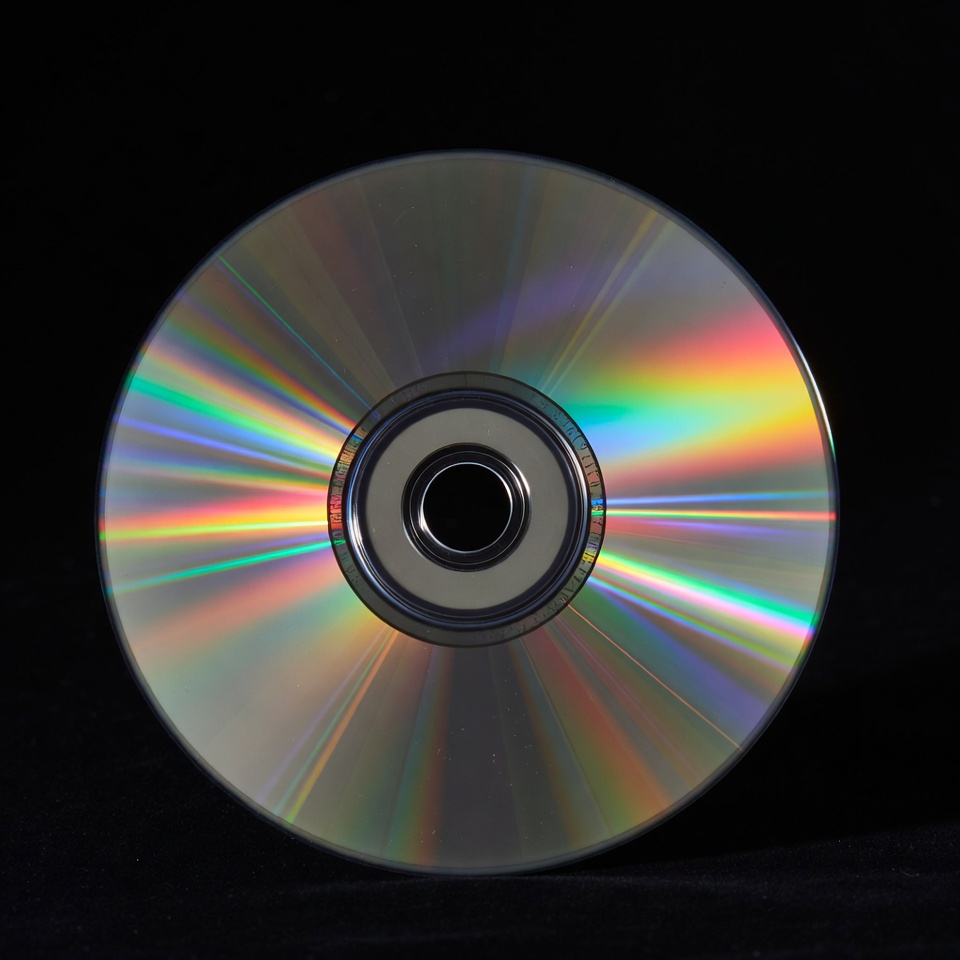Shiny CD Disc on Black Background Shiny CD Disc on Black Background