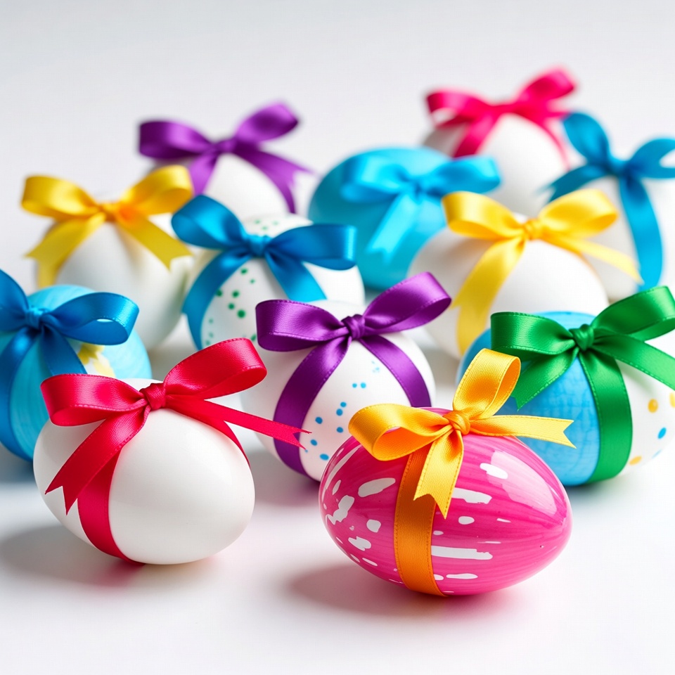 Colorful Easter Eggs with Ribbons Colorful Easter Eggs with Ribbons