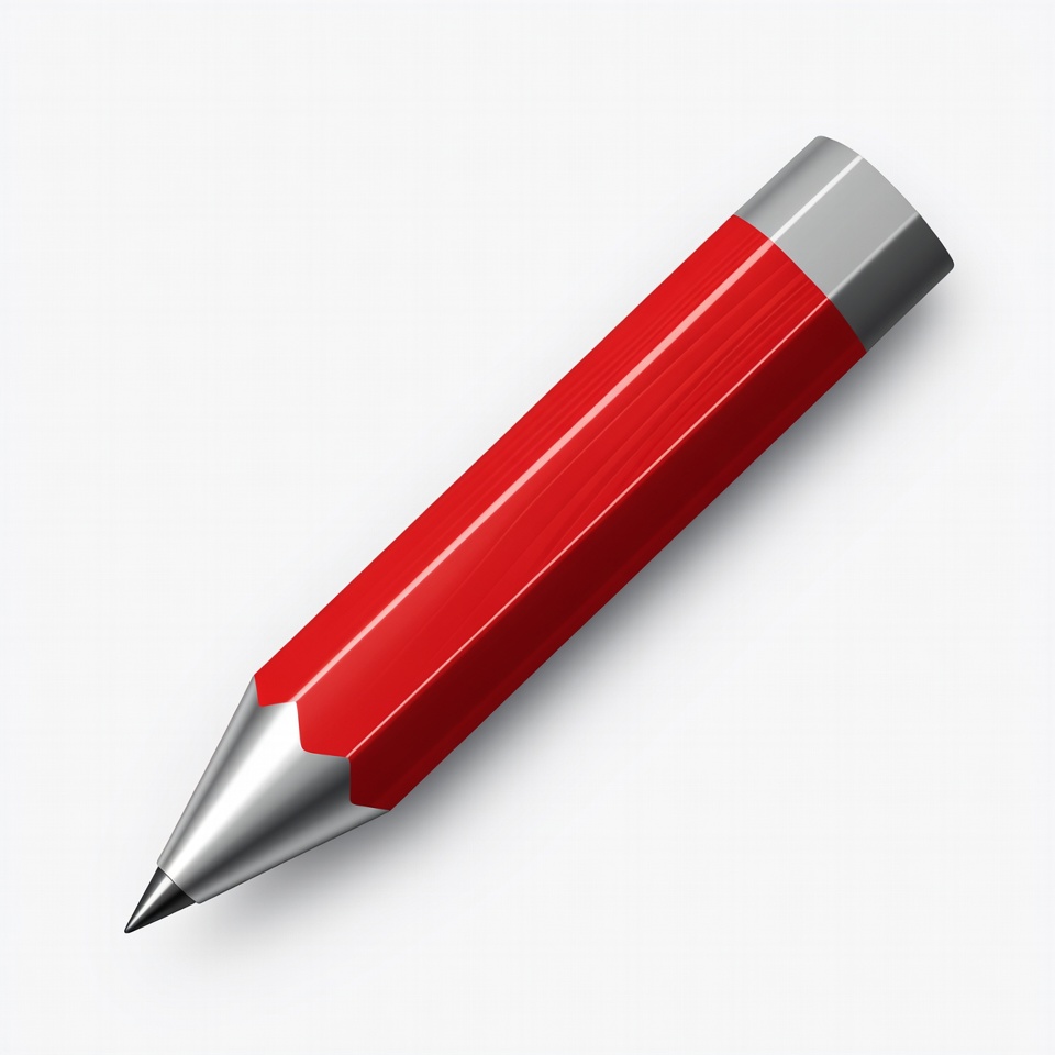 Red Pencil on White Background Red Pencil on White Background