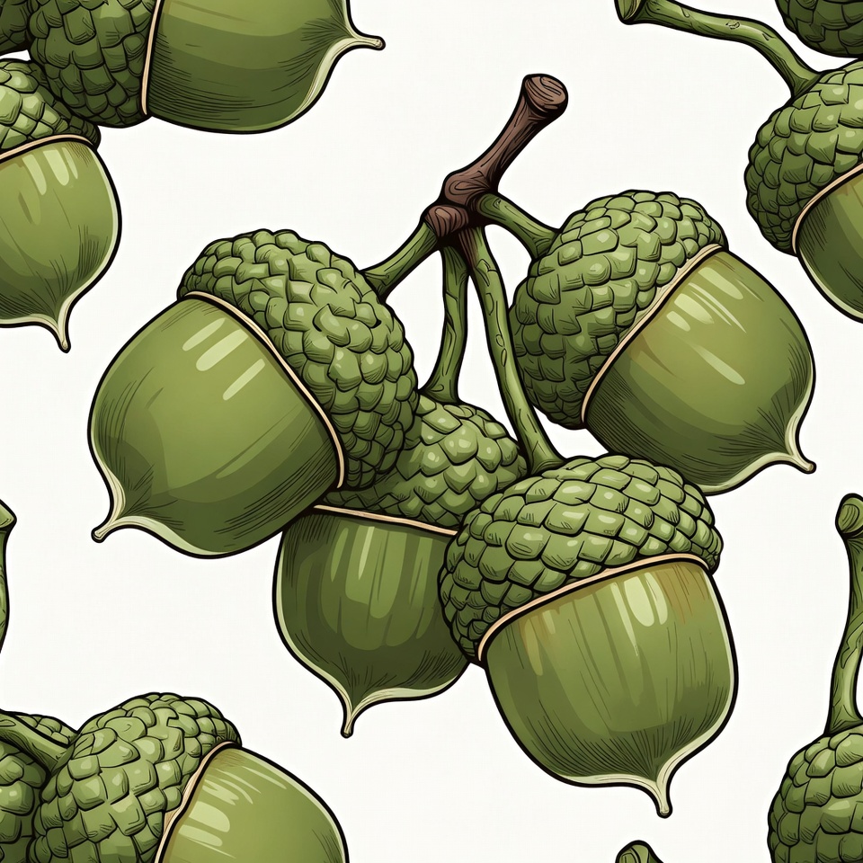 Green Acorns Illustration Pattern Green Acorns Illustration Pattern
