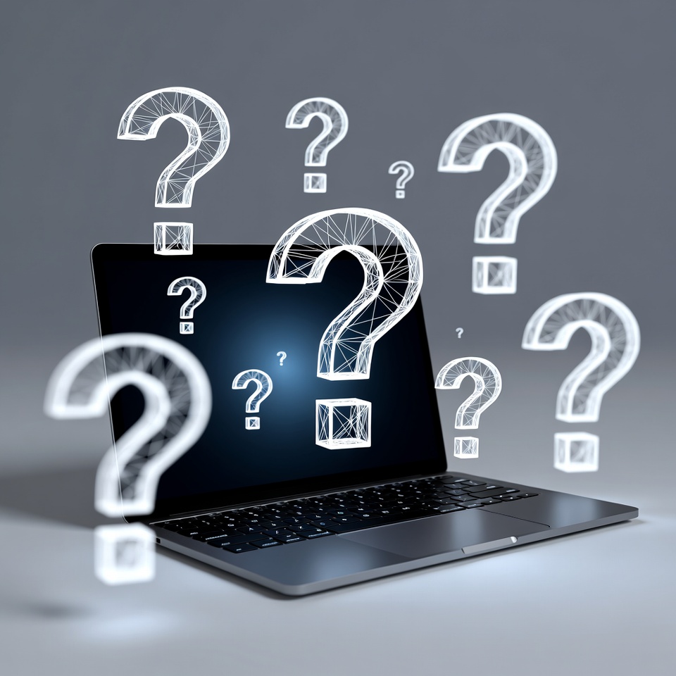 Question marks around laptop Question marks around laptop