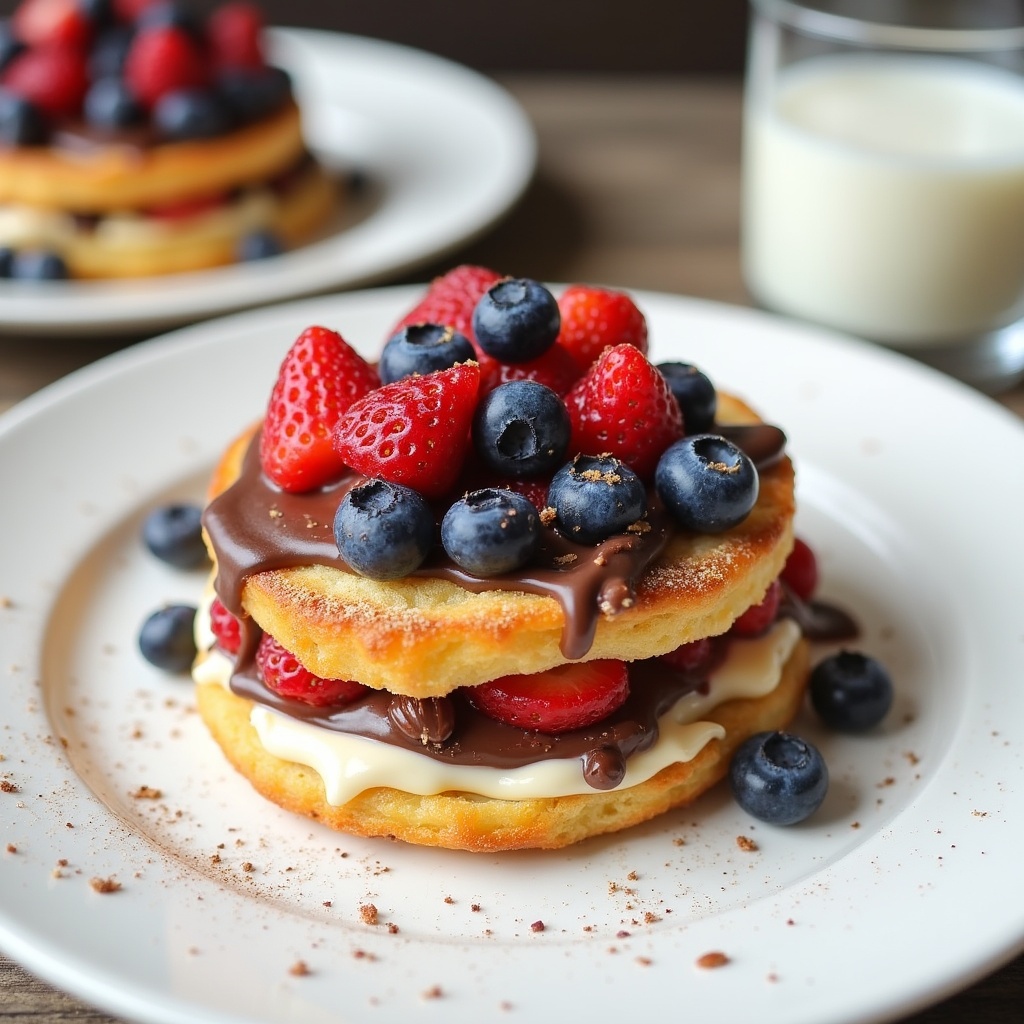 Pancakes with Strawberries Blueberries Chocolate Pancakes with Strawberries Blueberries Chocolate