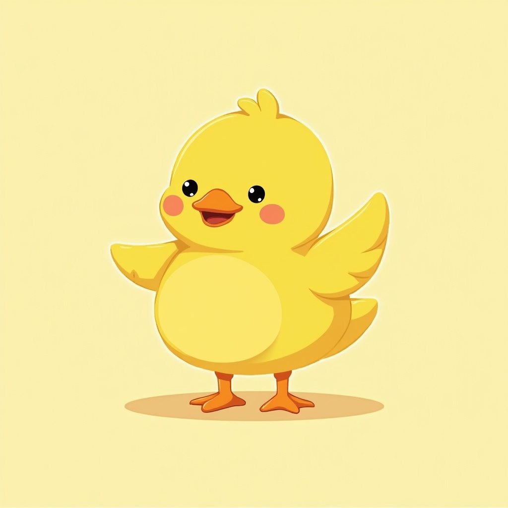 Cute yellow chick spreading wings Cute yellow chick spreading wings