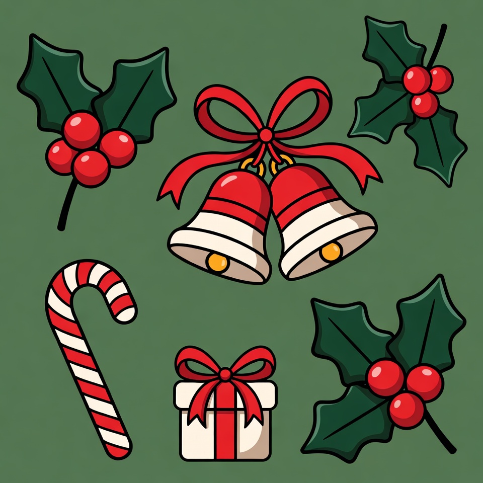 Christmas Clipart Holly Bells Candy Cane Christmas Clipart Holly Bells Candy Cane