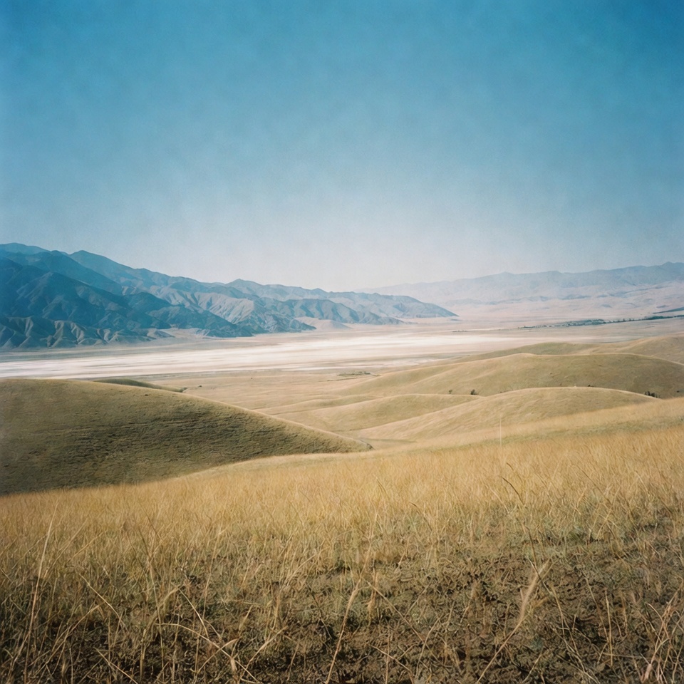 Golden Hills and Distant Mountains Landscape Golden Hills and Distant Mountains Landscape