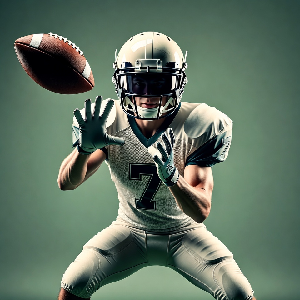 Football player catching ball Football player catching ball