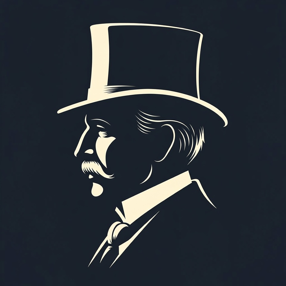 Man in top hat silhouette Man in top hat silhouette