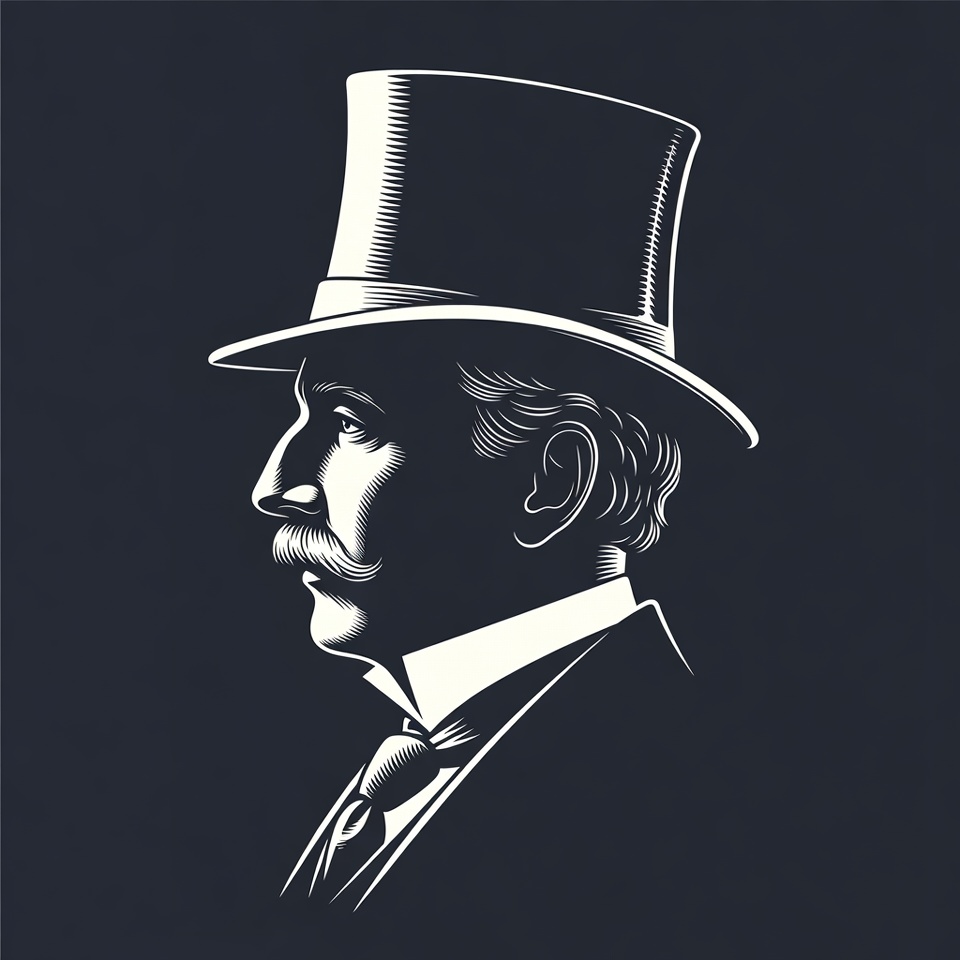 Victorian Gentleman in Top Hat Silhouette Victorian Gentleman in Top Hat Silhouette