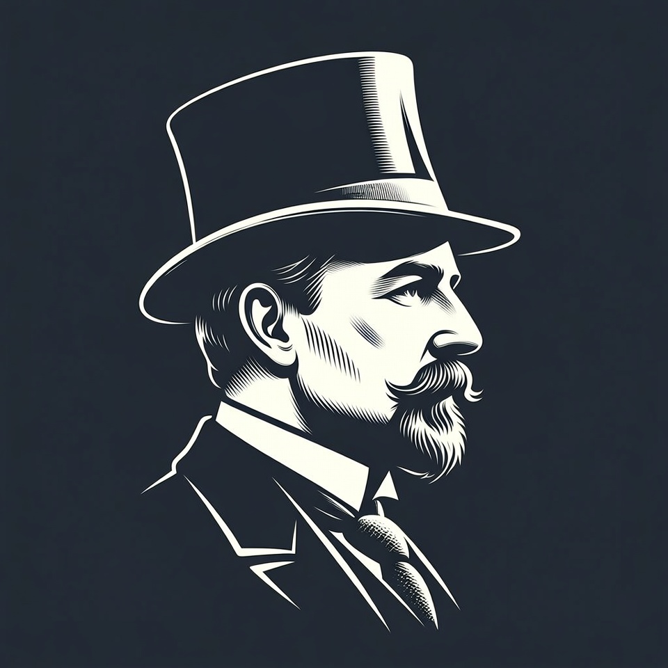 Victorian Gentleman in Top Hat Silhouette Victorian Gentleman in Top Hat Silhouette