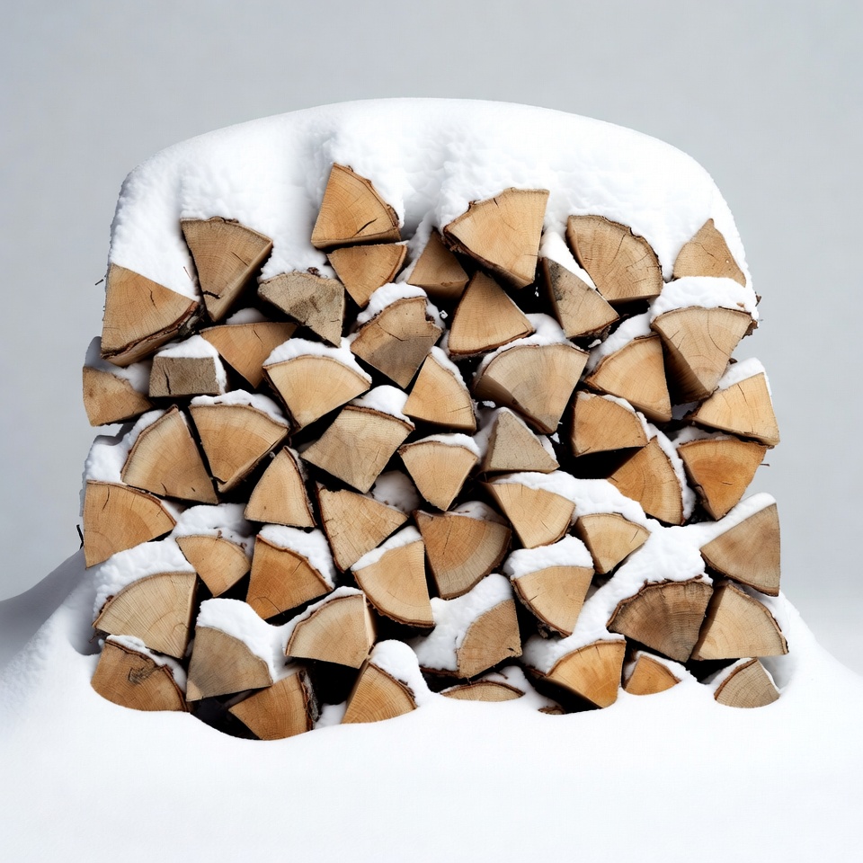 Firewood stack covered in snow Firewood stack covered in snow