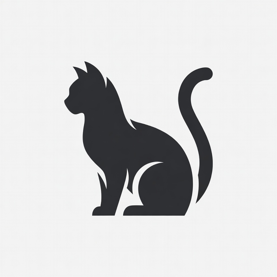 Black silhouette of sitting cat Black silhouette of sitting cat