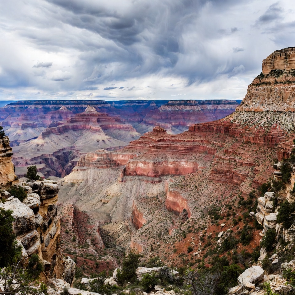 Grand Canyon under cloudy sky Grand Canyon under cloudy sky