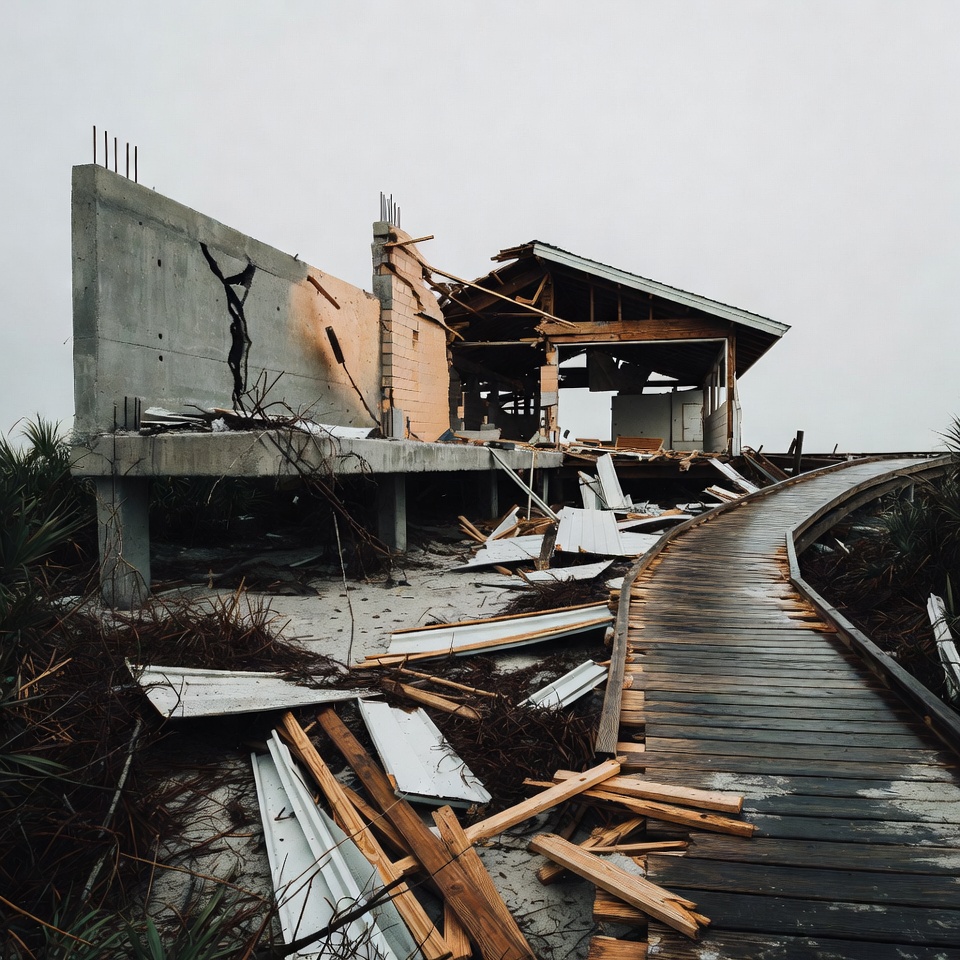 Hurricane-Damaged House on Boardwalk Hurricane-Damaged House on Boardwalk