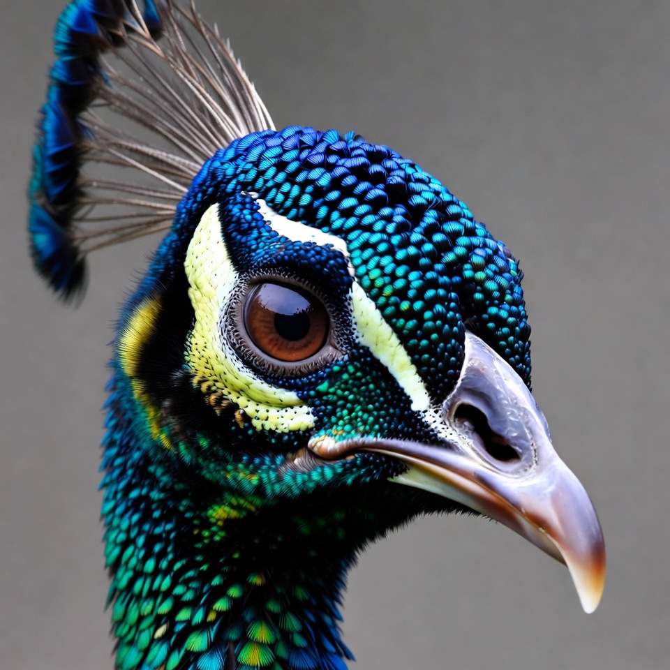 Close-up Blue Peacock Head Close-up Blue Peacock Head