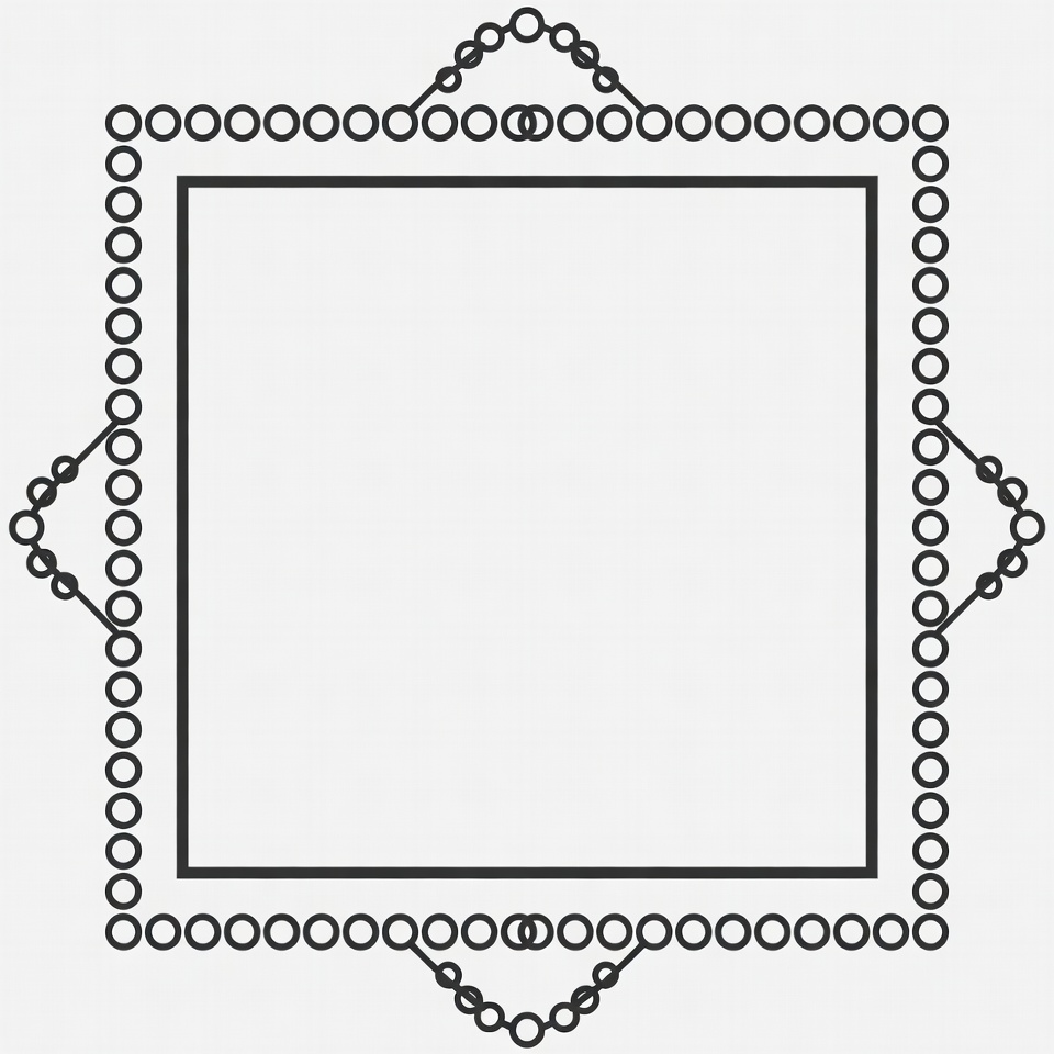 Ornate Black Beaded Square Frame Ornate Black Beaded Square Frame