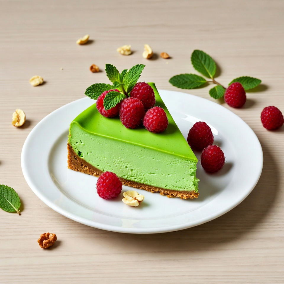 Green Cheesecake with Raspberries Green Cheesecake with Raspberries