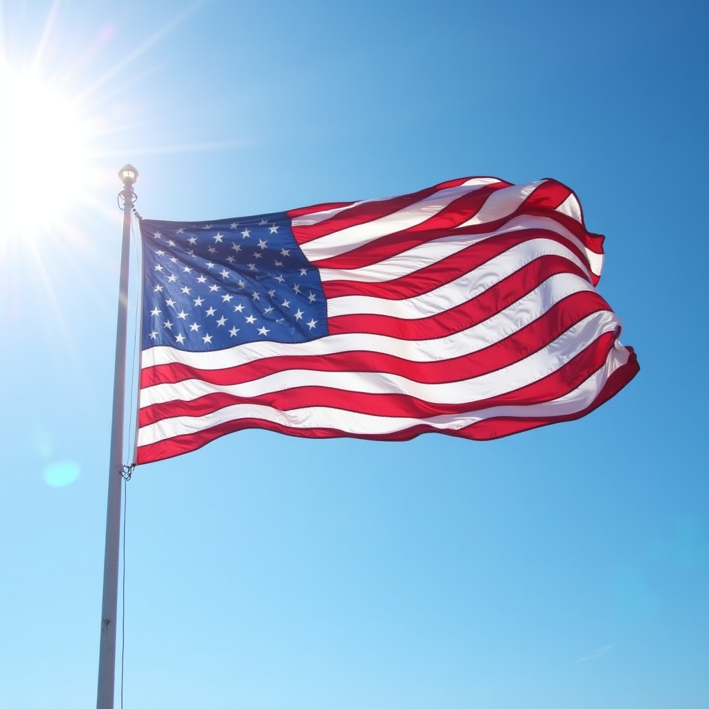 American flag waving on pole American flag waving on pole