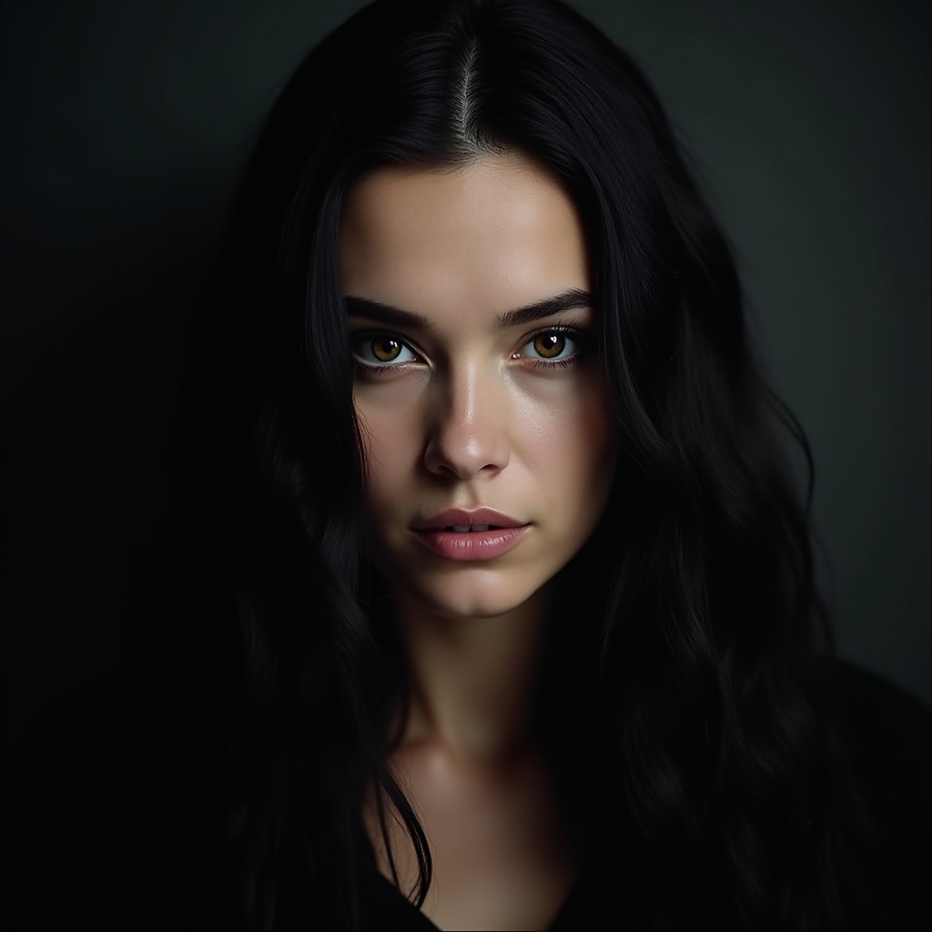 Beautiful woman with long black hair Beautiful woman with long black hair