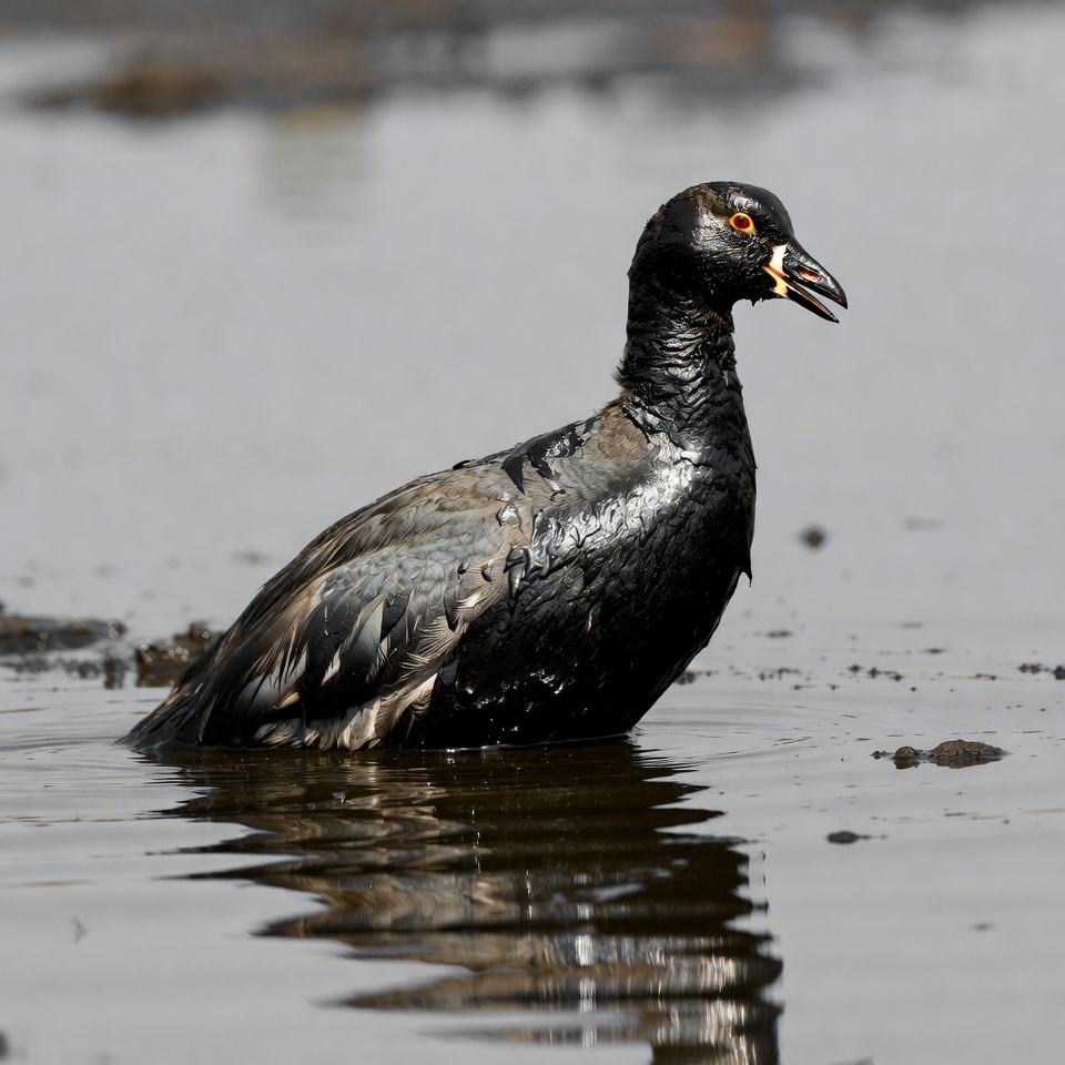Black Coot Swimming in Water Black Coot Swimming in Water