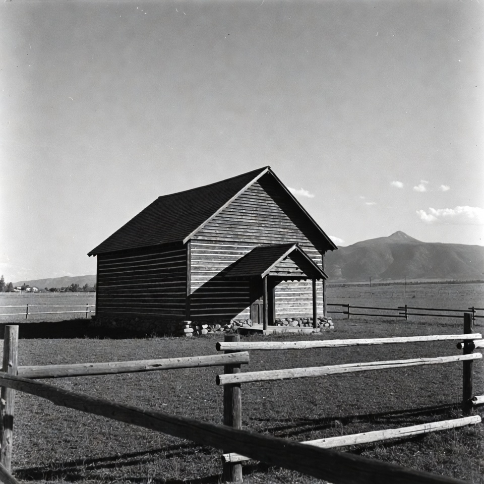 Log Cabin with Mountains Background Log Cabin with Mountains Background