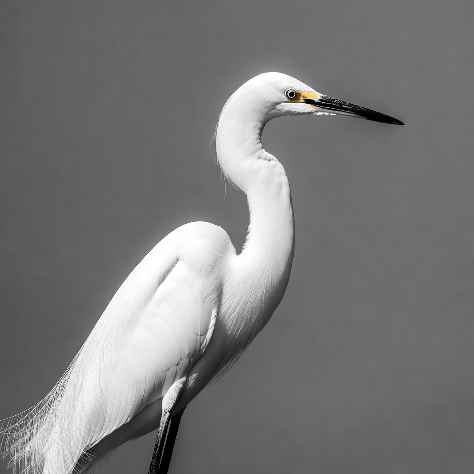 White egret with yellow beak White egret with yellow beak