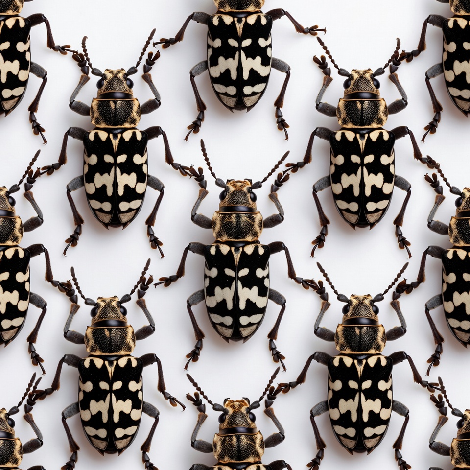 Longhorn Beetle Pattern on White Longhorn Beetle Pattern on White