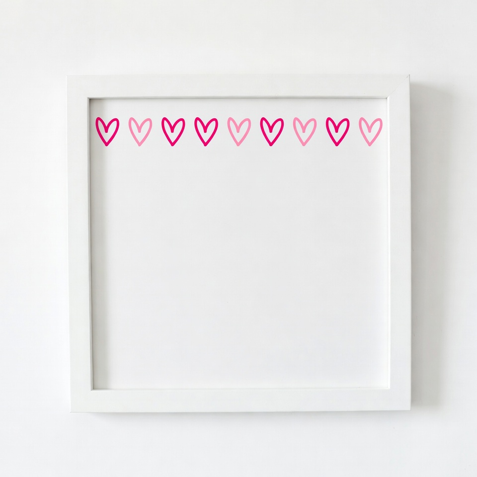 Pink Hearts in White Frame Pink Hearts in White Frame