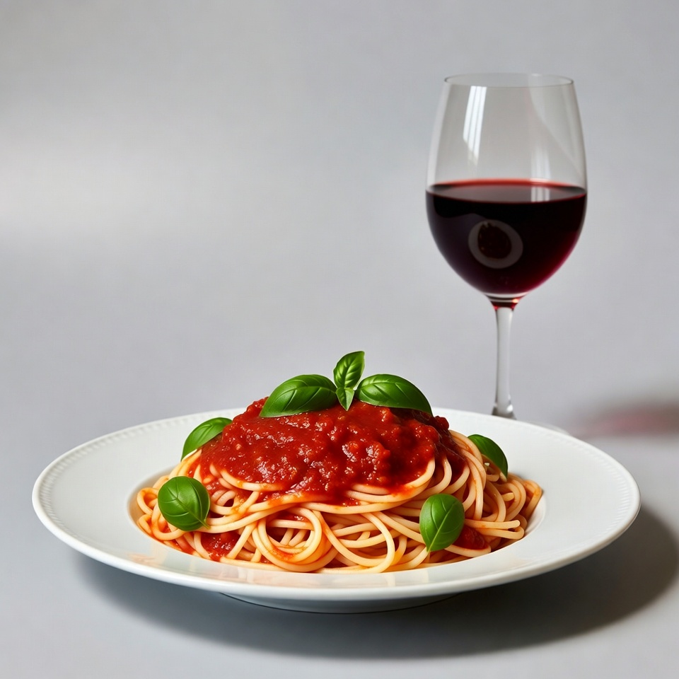 Spaghetti with marinara sauce and red wine Spaghetti with marinara sauce and red wine