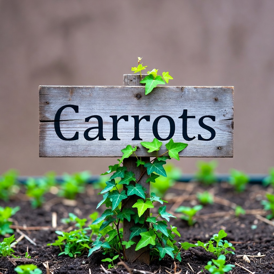 Carrots Wooden Sign with Ivy Carrots Wooden Sign with Ivy