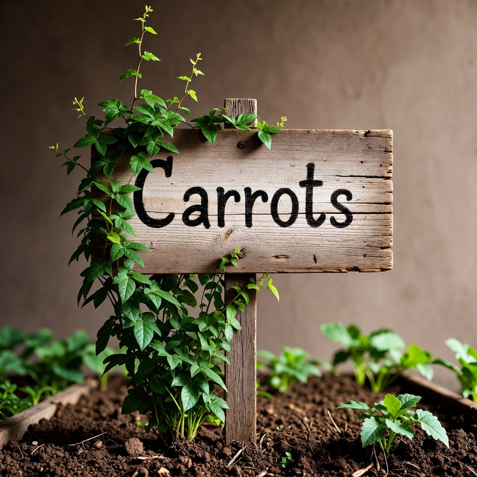Wooden Carrots Sign with Vines Wooden Carrots Sign with Vines