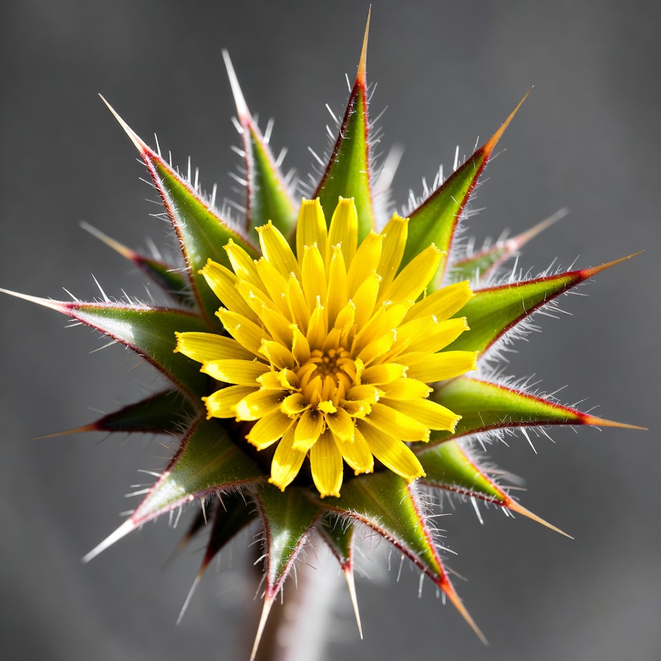 Yellow spiny thistle flower Yellow spiny thistle flower