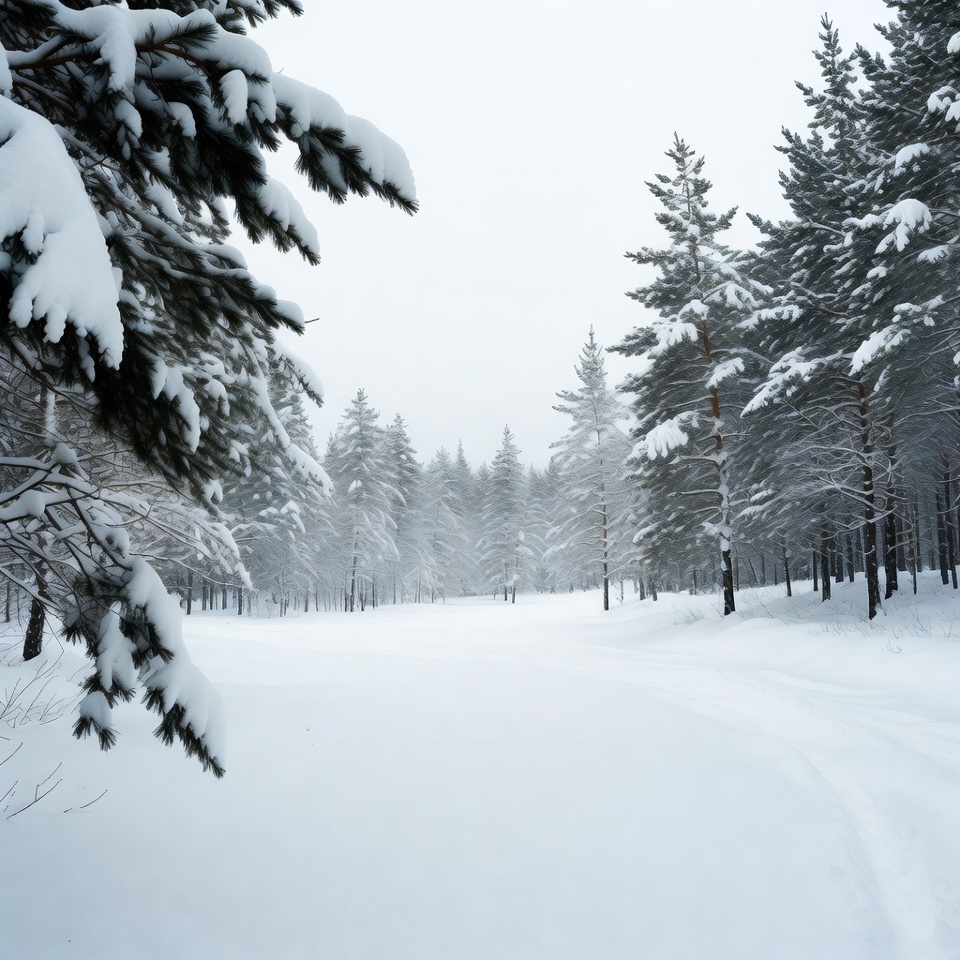 Snowy Pine Forest Path Snowy Pine Forest Path