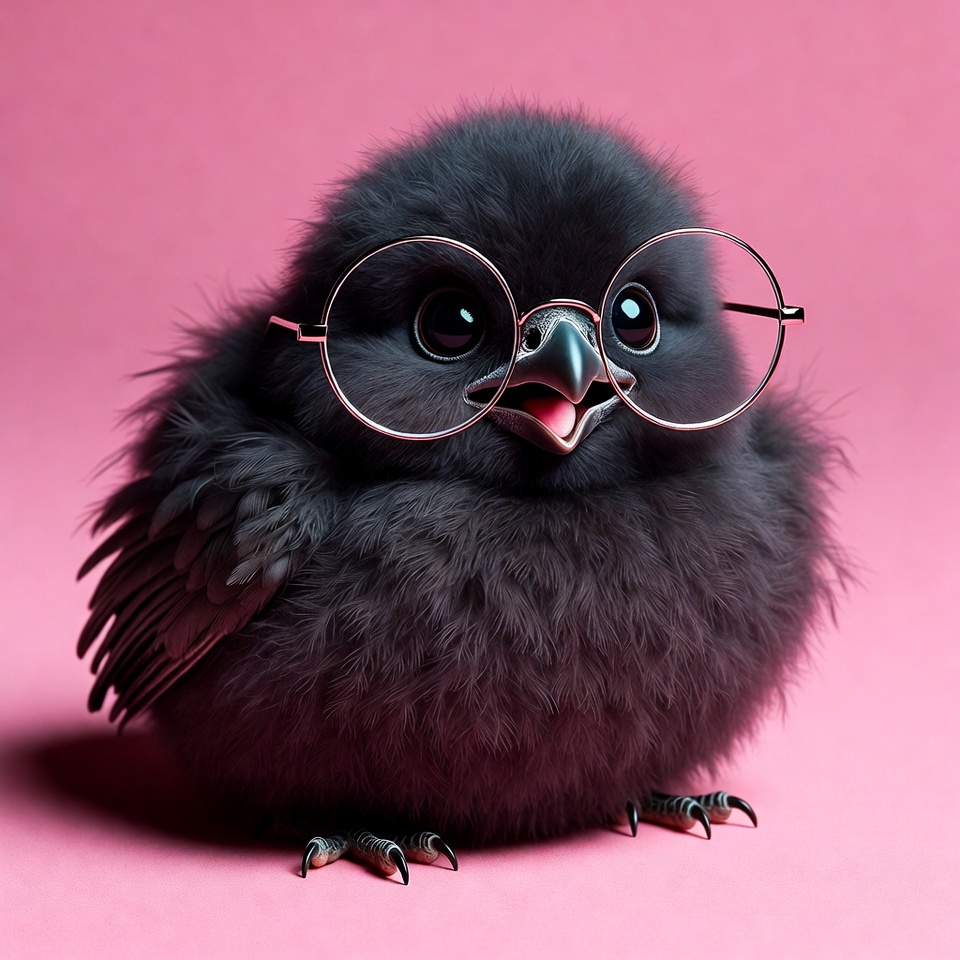 Cute baby crow wearing glasses Cute baby crow wearing glasses