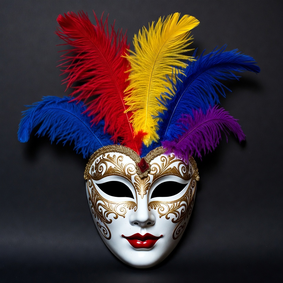 Colorful Feathered Carnival Mask Colorful Feathered Carnival Mask