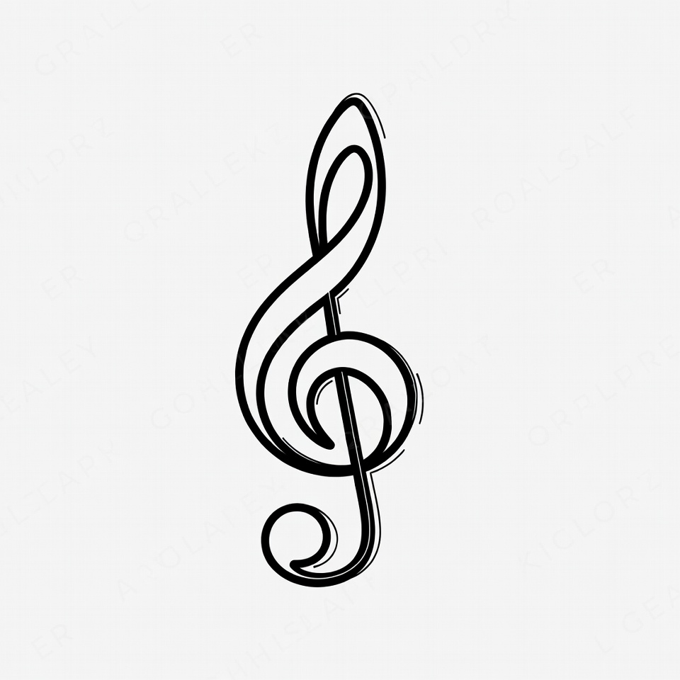 Hand-Drawn Treble Clef Symbol Hand-Drawn Treble Clef Symbol