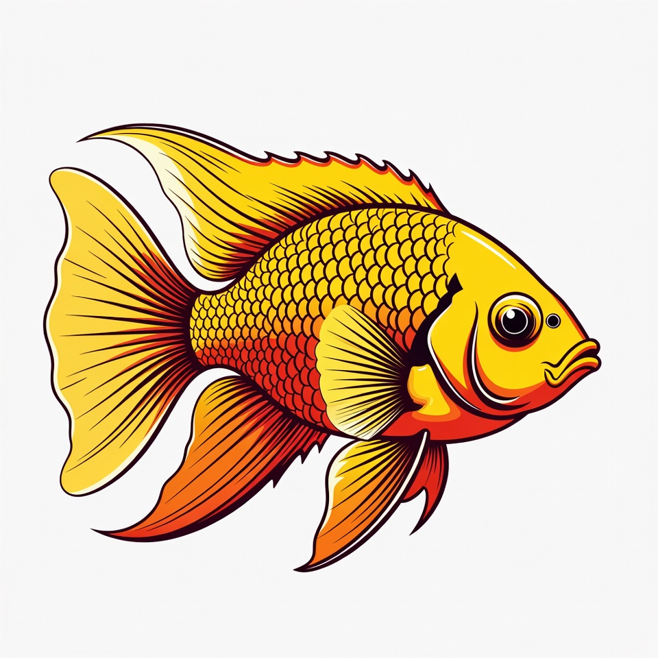 Golden Goldfish Illustration Golden Goldfish Illustration