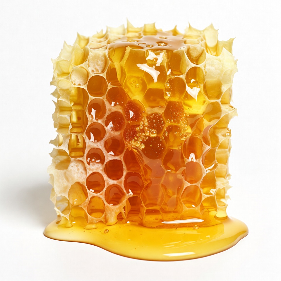 Dripping Honeycomb on White Background Dripping Honeycomb on White Background