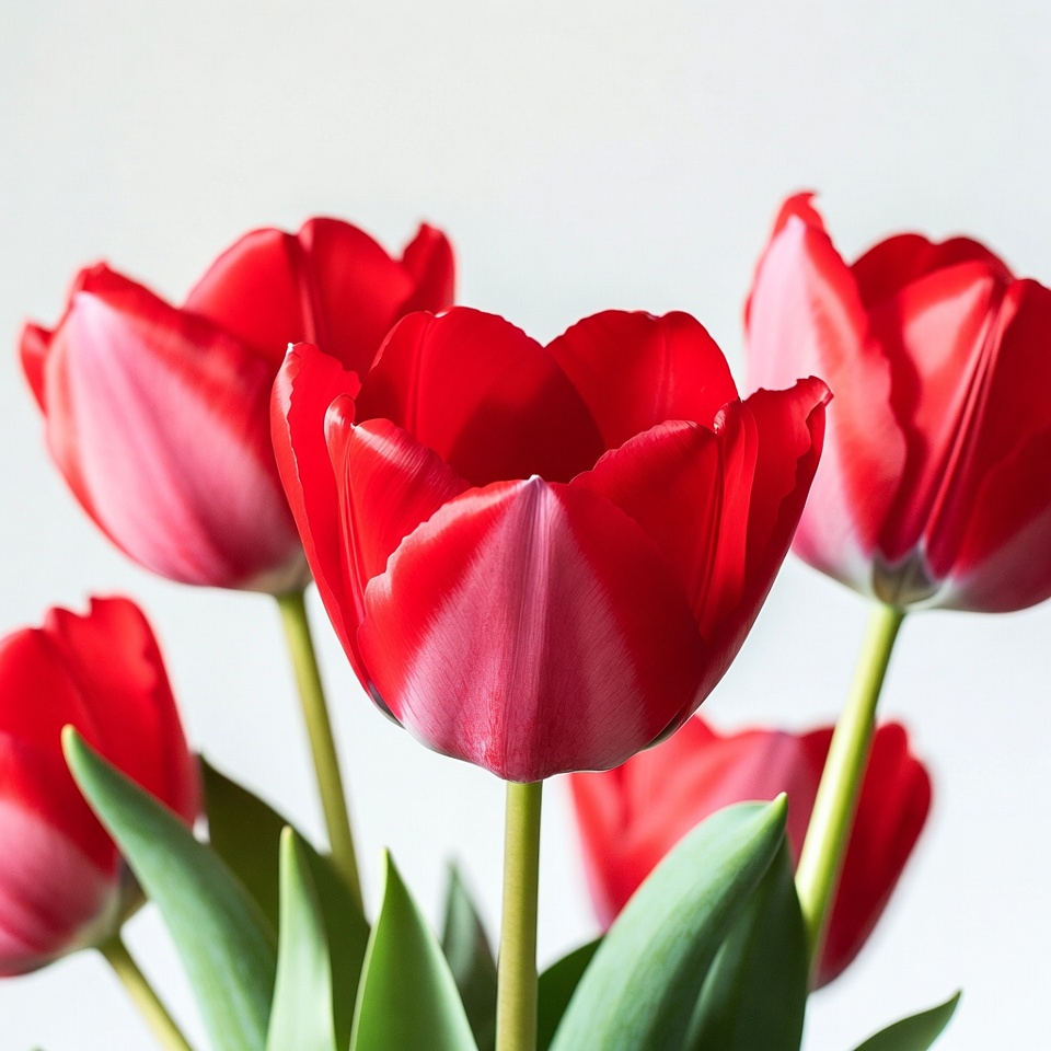 Red Tulips on White Background Red Tulips on White Background