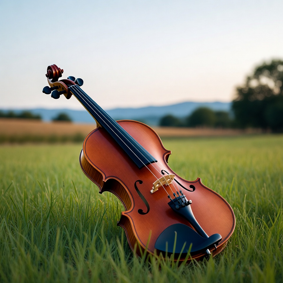 Violin on Green Grass Field Violin on Green Grass Field